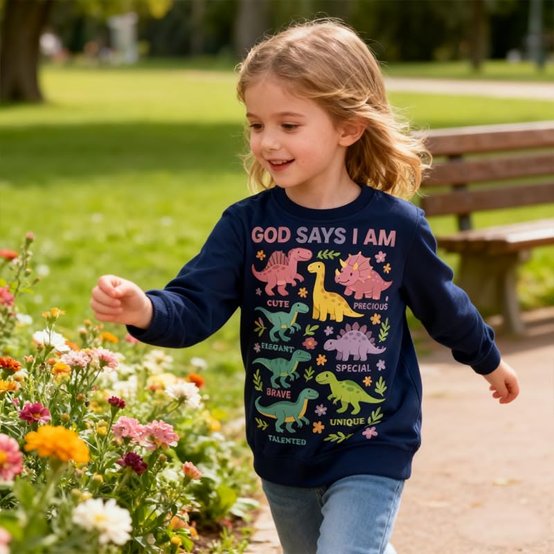 Image of Girls Cotton Crewneck Sweatshirt Size 2-10 Years Toddler Girls Kid Graphic Shirts