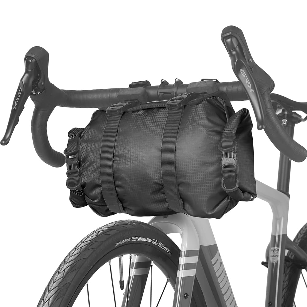 Rhinowalk Bolsa impermeable para manillar de bicicleta, 12 L, bolsa seca enrollable con arnés extraíble, correa de hombro, para ciclismo, camping, viajes (tipo 9400)
