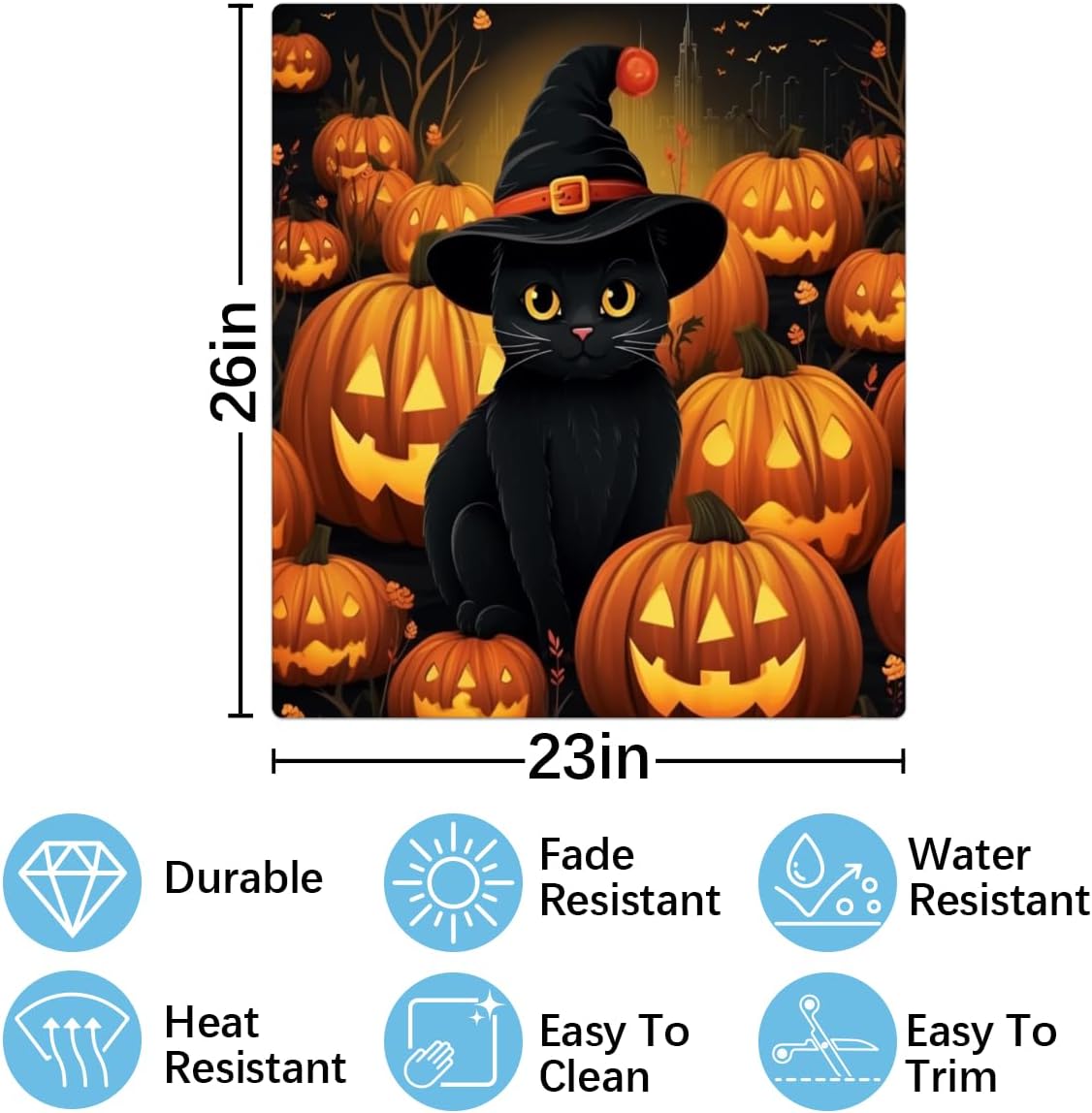 Dishwasher Magnet Cover Halloween Pumpkin Pattern Cut Cat Decorative Magnetic Dishwasher Sticker Front Dishwasher Door Cover 23"x26" for Refrigerator Panel Washing Machine Kitchen Decor