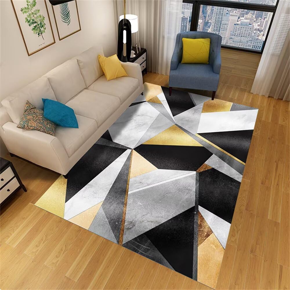 Tapis de salon noir et gris 80x140 cm pour chambre et couloir