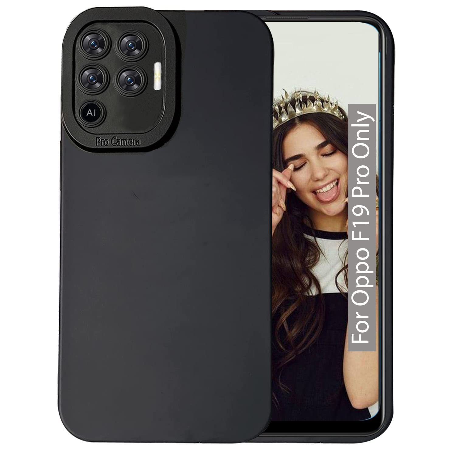 KC Back Cover for Oppo F19 Pro, Shockproof Soft Bumper Silicone Case with Camera Protection (Black) (B0B4G96ML8) Amazon Price History, Amazon Price Tracker