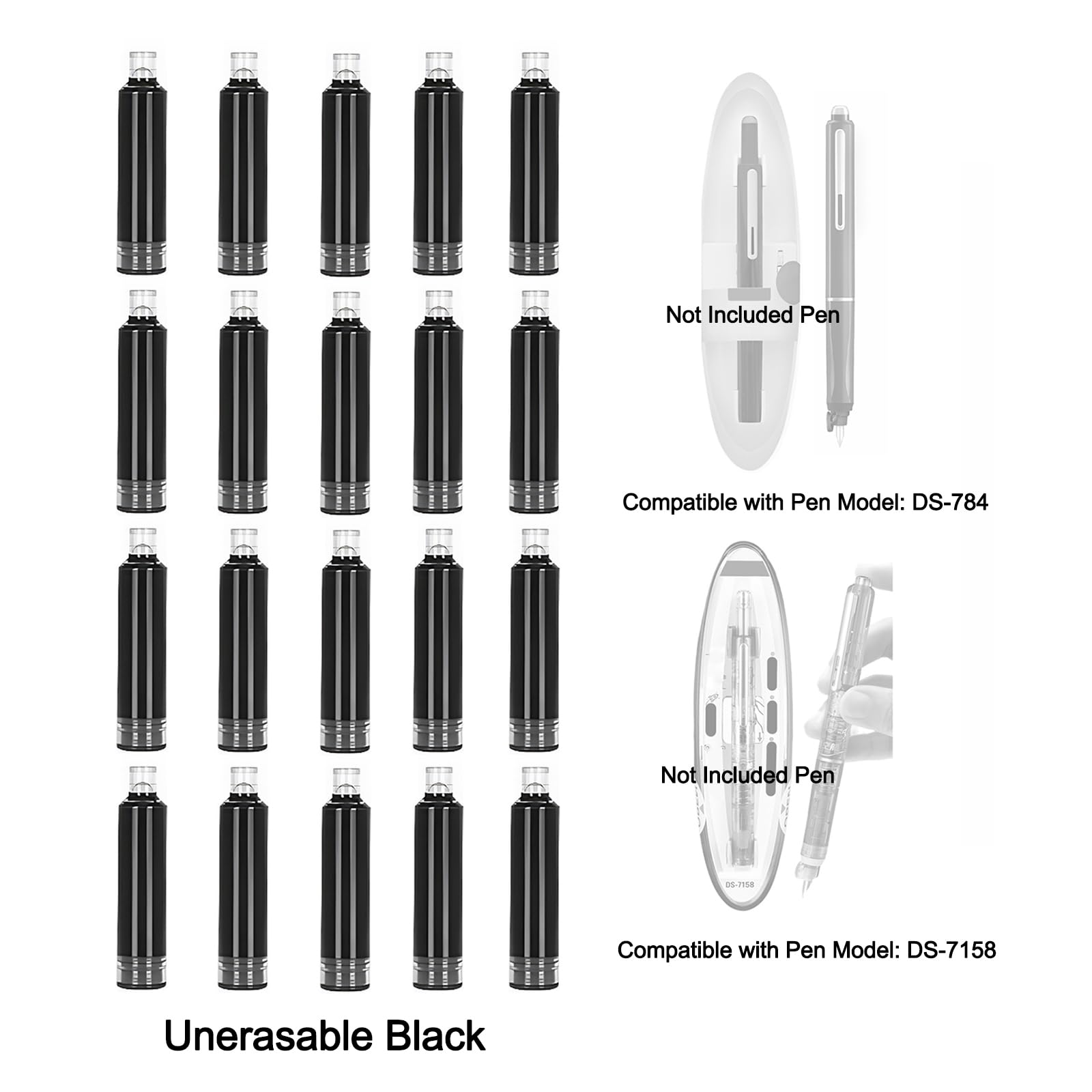 lmoikesz 20 stuks DS-1784 inktcartridges voor intrekbare vulpen