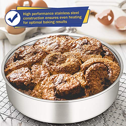 Homikit Cake Tin, 4/6/8 Inch Round Cake Tins for Baking, Stainless Steel Cake Baking Tin Pan Bakeware Set for Christmas Birthday Wedding, Healthy & Mirror Finished & Dishwasher Safe, 3 Pieces - Image 6