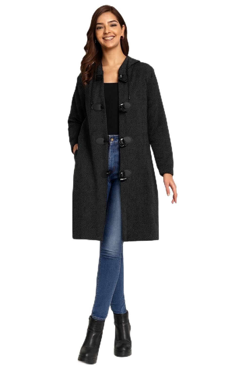 hautemoda Women Woollen Long Cardigan/Shrug with Hoodie-picture-56