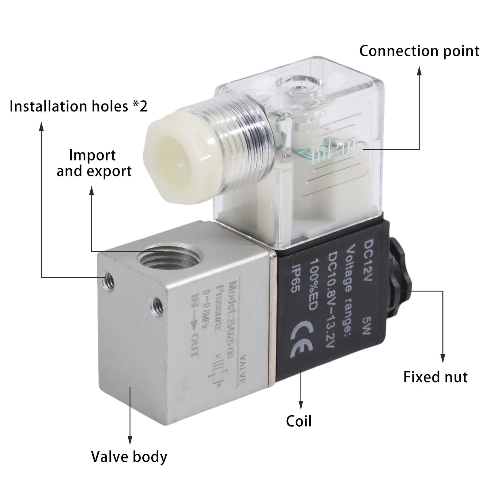 benikmake 1/10.2 cm NPT DC12V Elektrisches Magnetventil 2-Wege 2 Positionen Pneumatik 1/4 Zoll IP65 Wasserdicht 12V Elektrisches Luftventil 2V025-08 für Hydraulik-Automobil-Holzwerkstatt