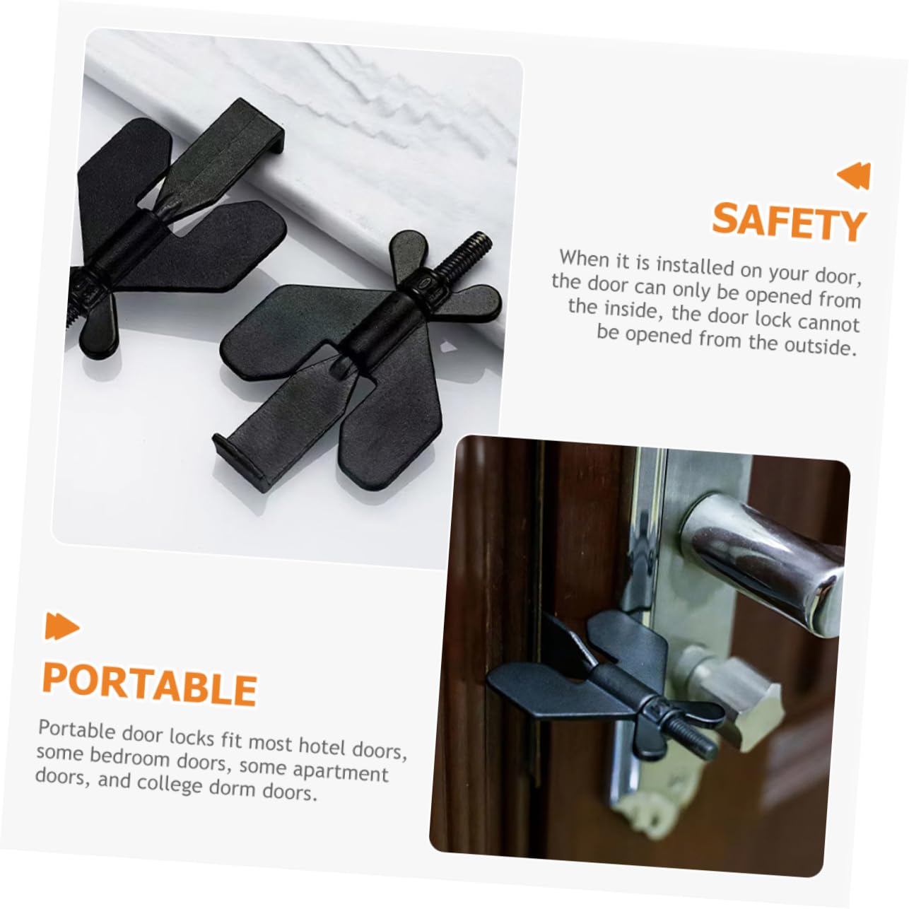 Operitacx 5 Pièces Bloqueur de Porte Portable Verrou de Sécurité pour et Appartement Installation Sans Perçage pour Voyage et Sécurité à Domicile