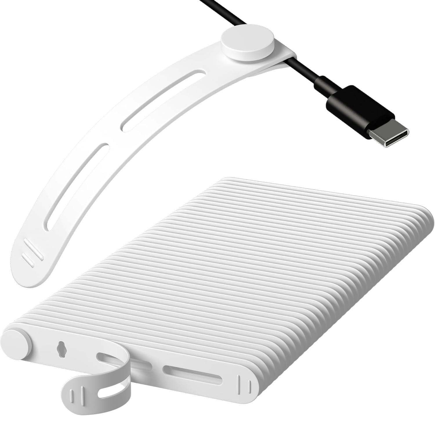 Fullant White 24 Pcs Silicone Cable Ties, Reusable Cable Ties, High Elasticity Cord Wraps For Electrical Cords, Multipurpose Cord Organizer For Charger Cables, Headphone Wrap (White)