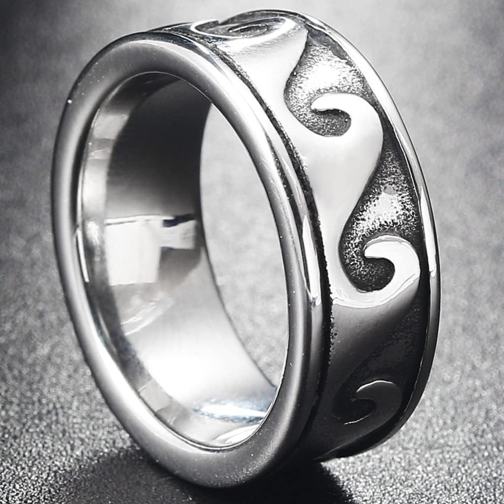 Jude Jewelers 8mm Stainless Steel Retro Vintage Ocean Sea Wave Tide Style Wedding Band Ring - Image 4