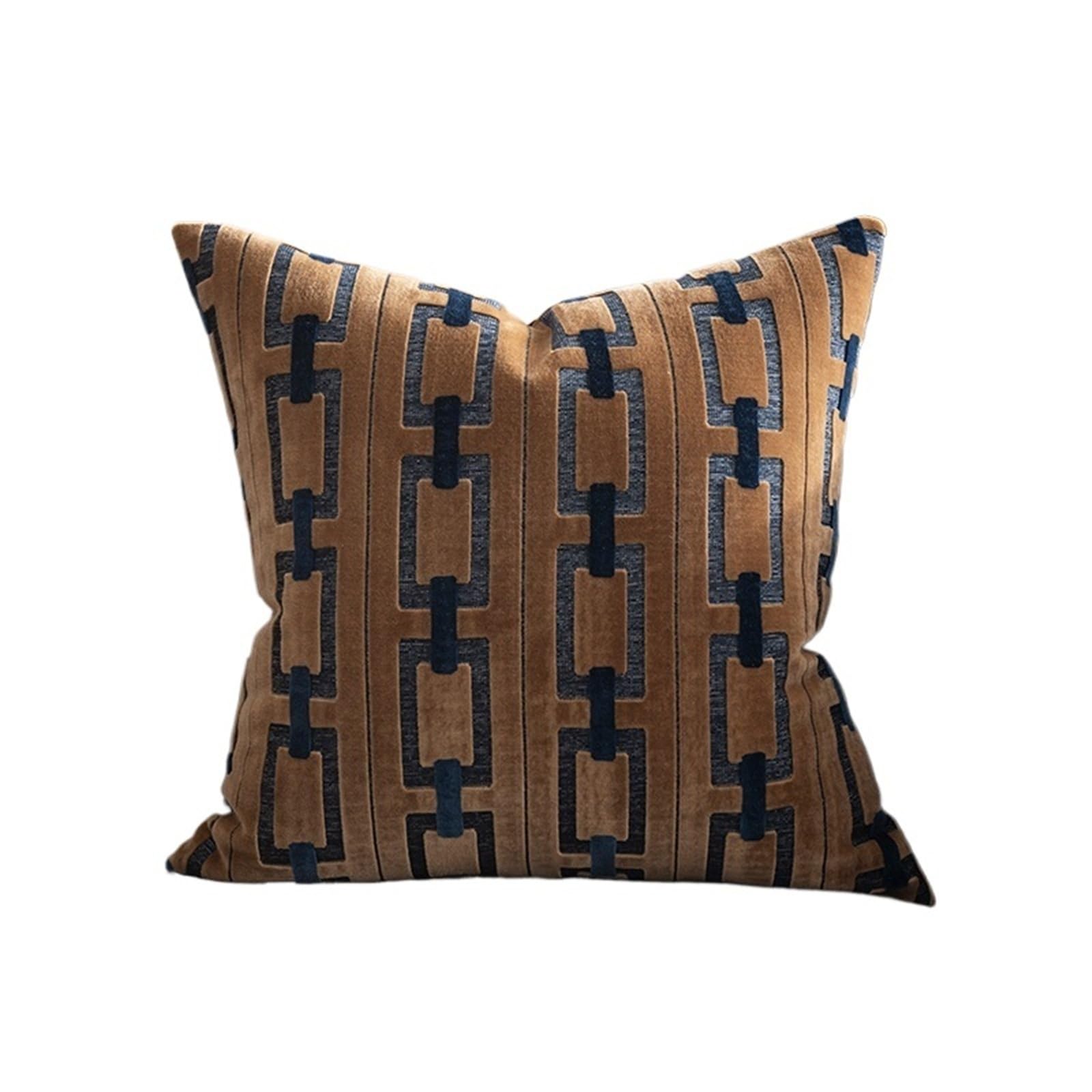 Pillow Cases Inspired Modern Glam Throw Pillow Cover Luxurious Soft Cut Velvet Geometric Chains Pattern Cushion Case 45x45cm(A)