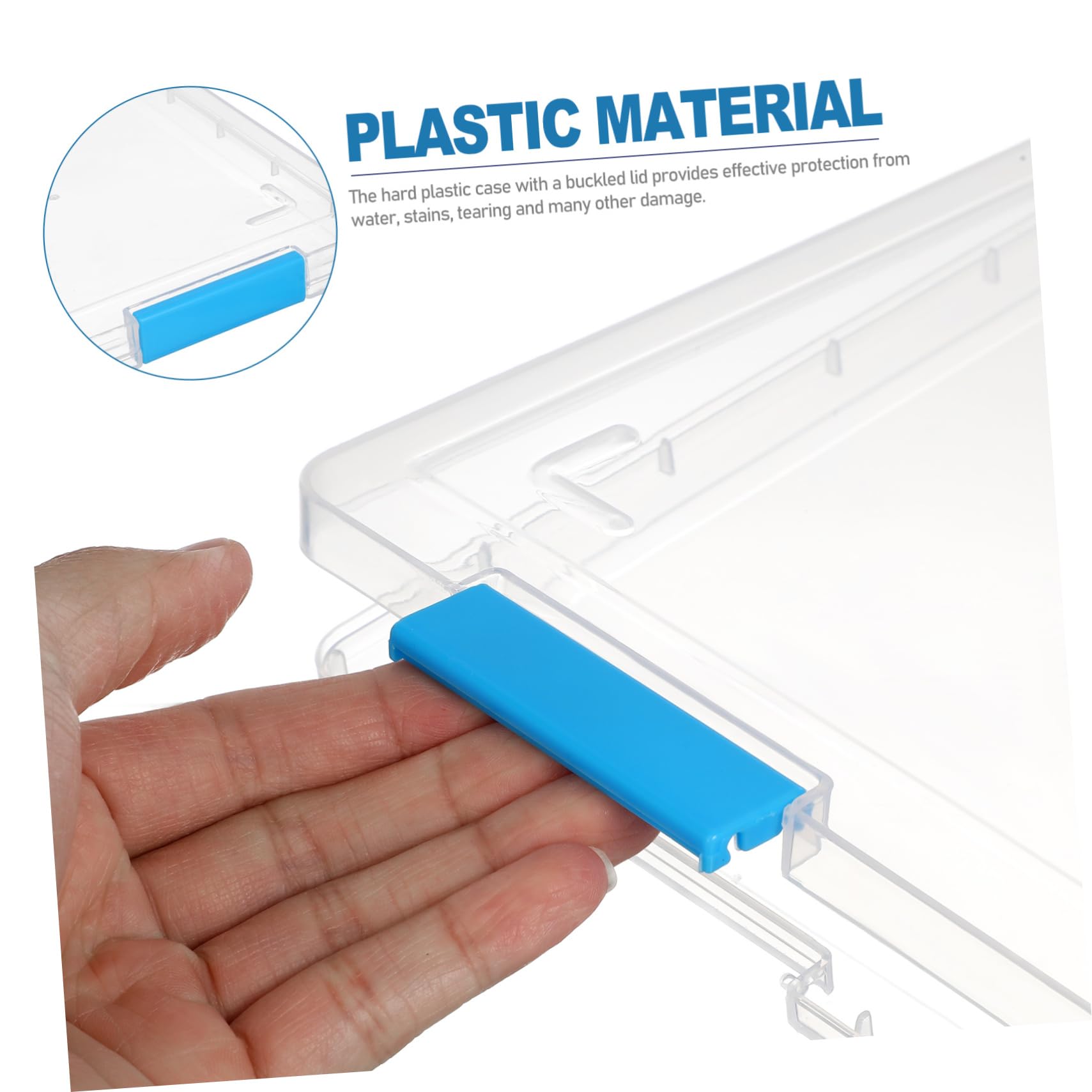 SECFOU Scatola Trasparente per Documenti A4 4pezzi, Plastico | Cartelline Portadocumenti e Storage File Boxes, con Coperchio Impilabile per Scuola e Ufficio, Decorazioni Scuola