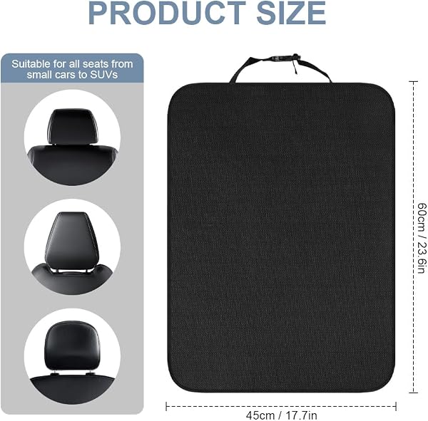 URAQT Car Seat Back Protectors 2 Pack 60x45cm, Waterproof Oxford Cloth Kick Mats for Back of Car Seats, Universal Anti-Dirty Seat Protection for Cars SUVs Trucks, Easy Install with Adjustable Straps - 2
