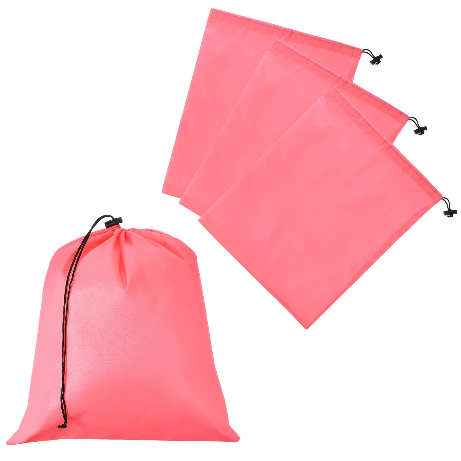 YELARXI Drawstring Bag with Toggle, Stuff Sack String Waterproof Travel Storage Bags Cinch Stuff Pouch -Fitting for (Gym/Traveling/Hiking/Yoga/Office/Shoes) 16 x 14 & 4 Pack & Pink
