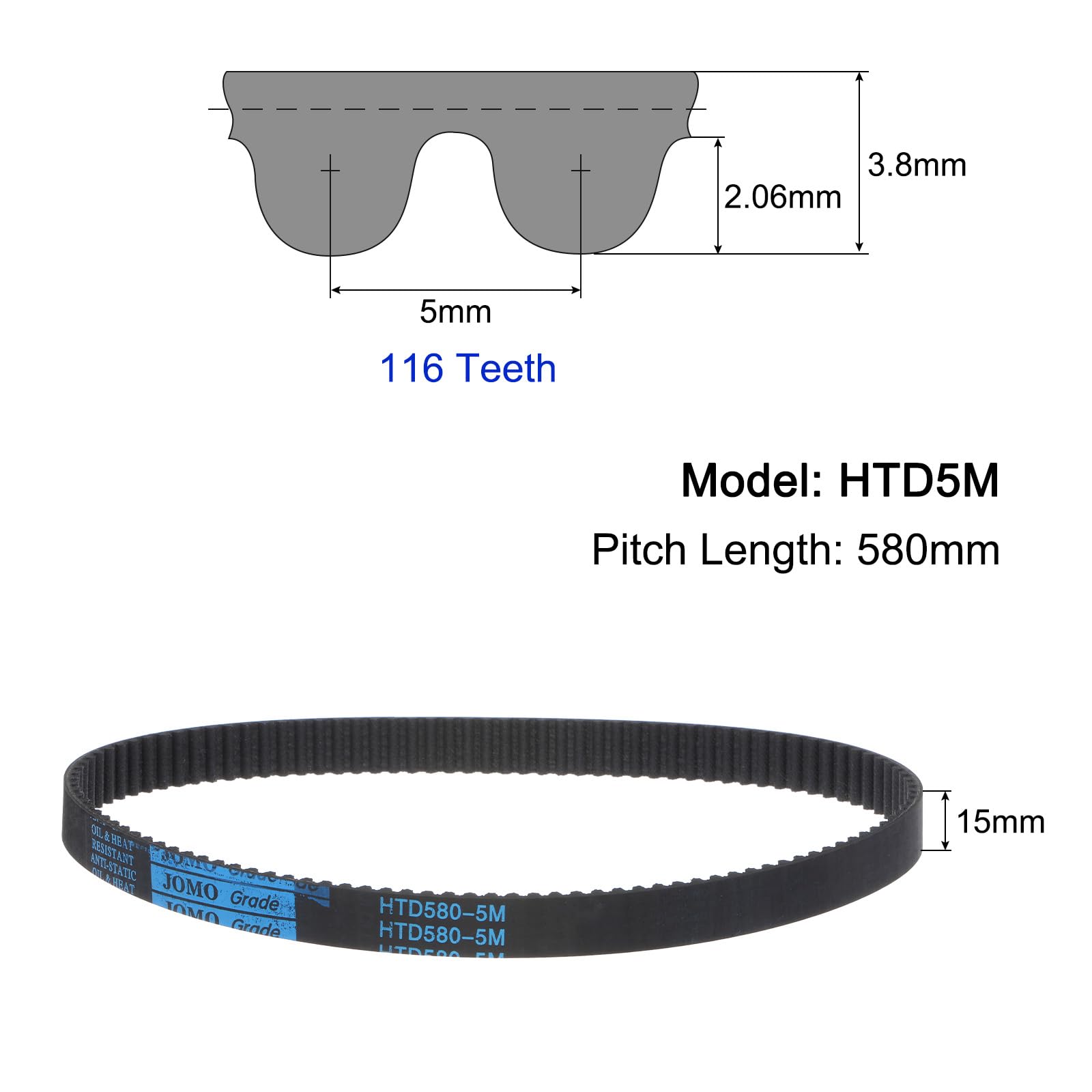 HTD-5M Rubber Timing Belt - Durable Power Transmission -2