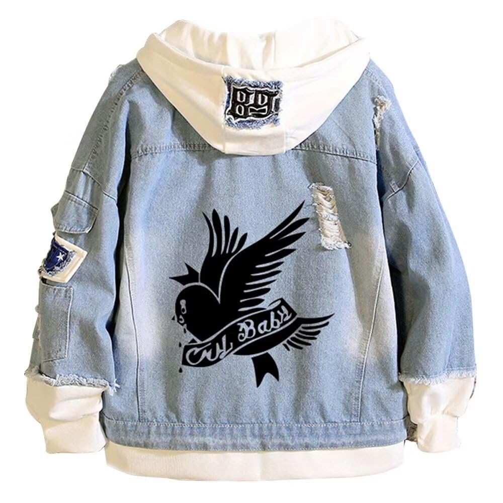 KPOP Rapper Denim Jacket Jeans Love Printed Fashion Sport Hip Hop Hoodie