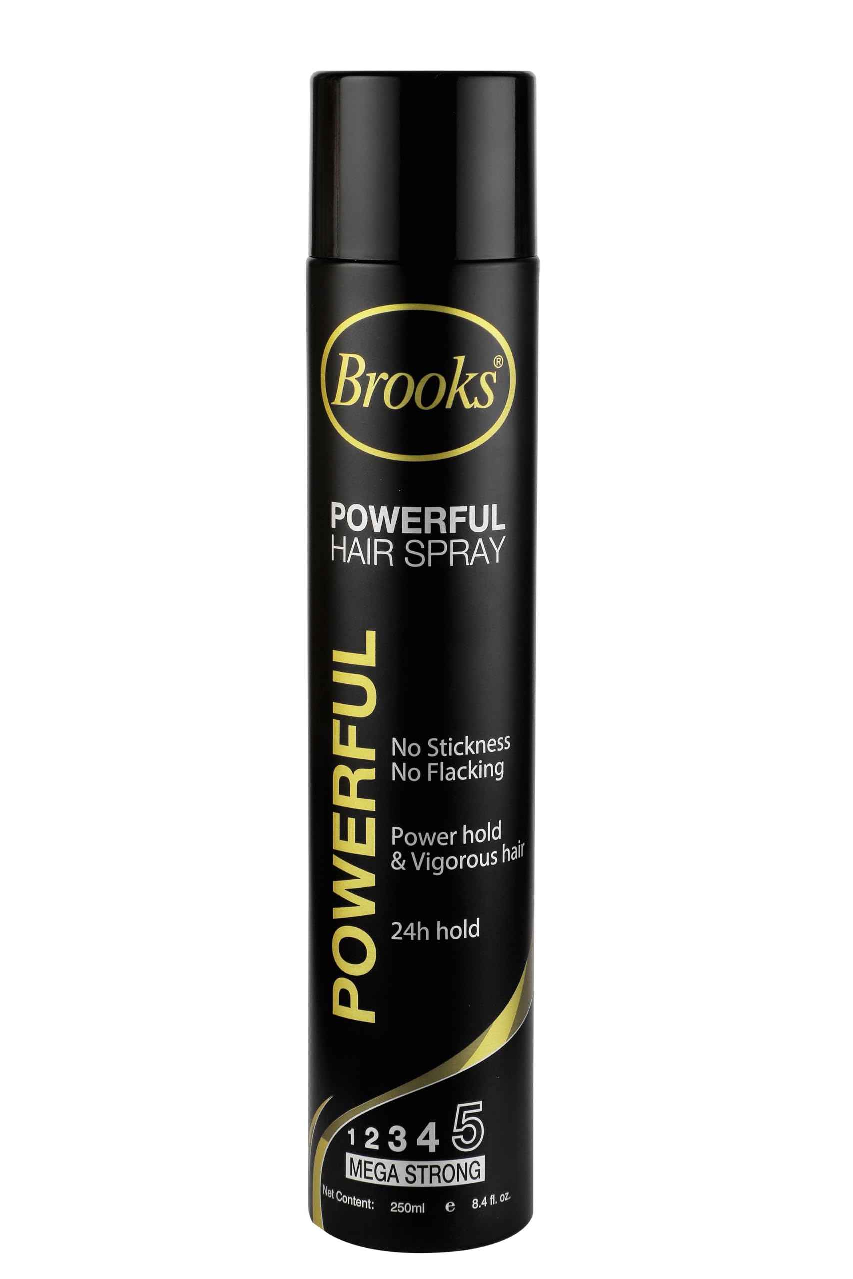 Brooks Powerful Hair Spray, no stickness, no flacking, powerhold & vigorous hair, 24h Holds, 250ml, Black-image-37