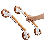 TAILI Grab Bars for Bathtubs and Showers 2 Pack Suction Grab Bar, Heavy Duty Shower Handle Removable Bath Handrails for Seniors and Elderly, Bathroom Safety Grip No Drilling Waterproof,Wood Grain