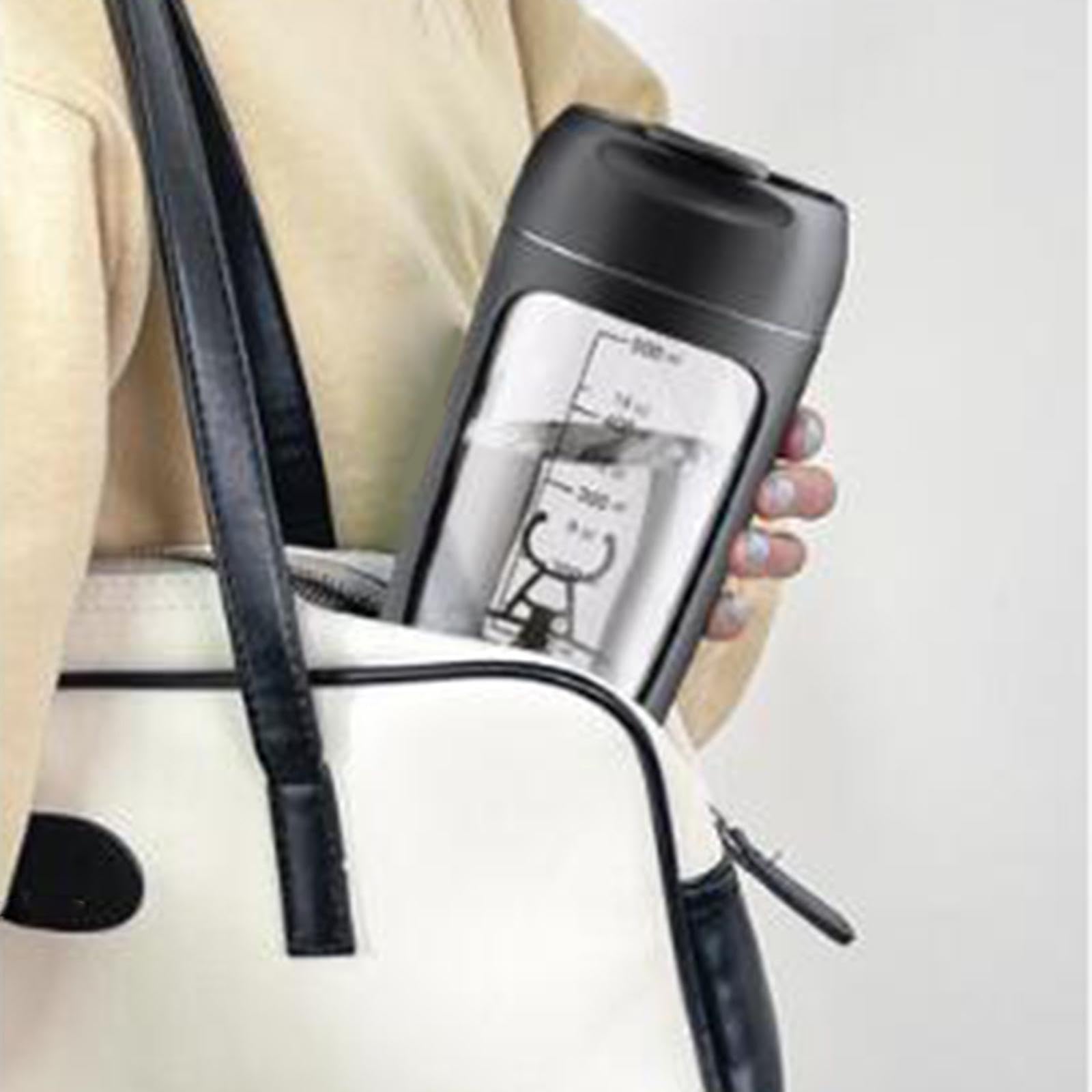 Lot de 2 shakers de protéines électriques portables pour lait, milkshakes, café, noir, 20 x 9,2 x 9,2 cm