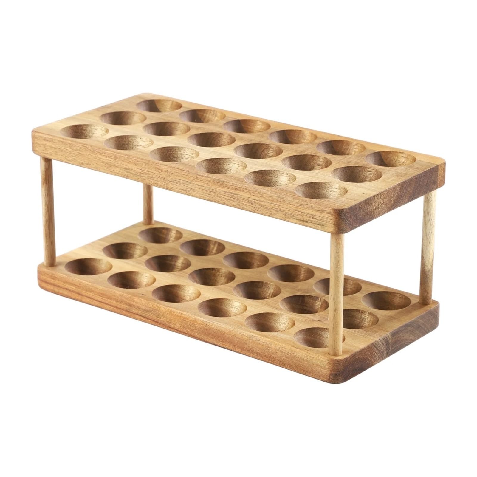HXPFVCBHS 2 Tiers Wooden Egg Holder Countertop Stackable Wooden Egg Storage Holder Egg Collecting Wood Rack