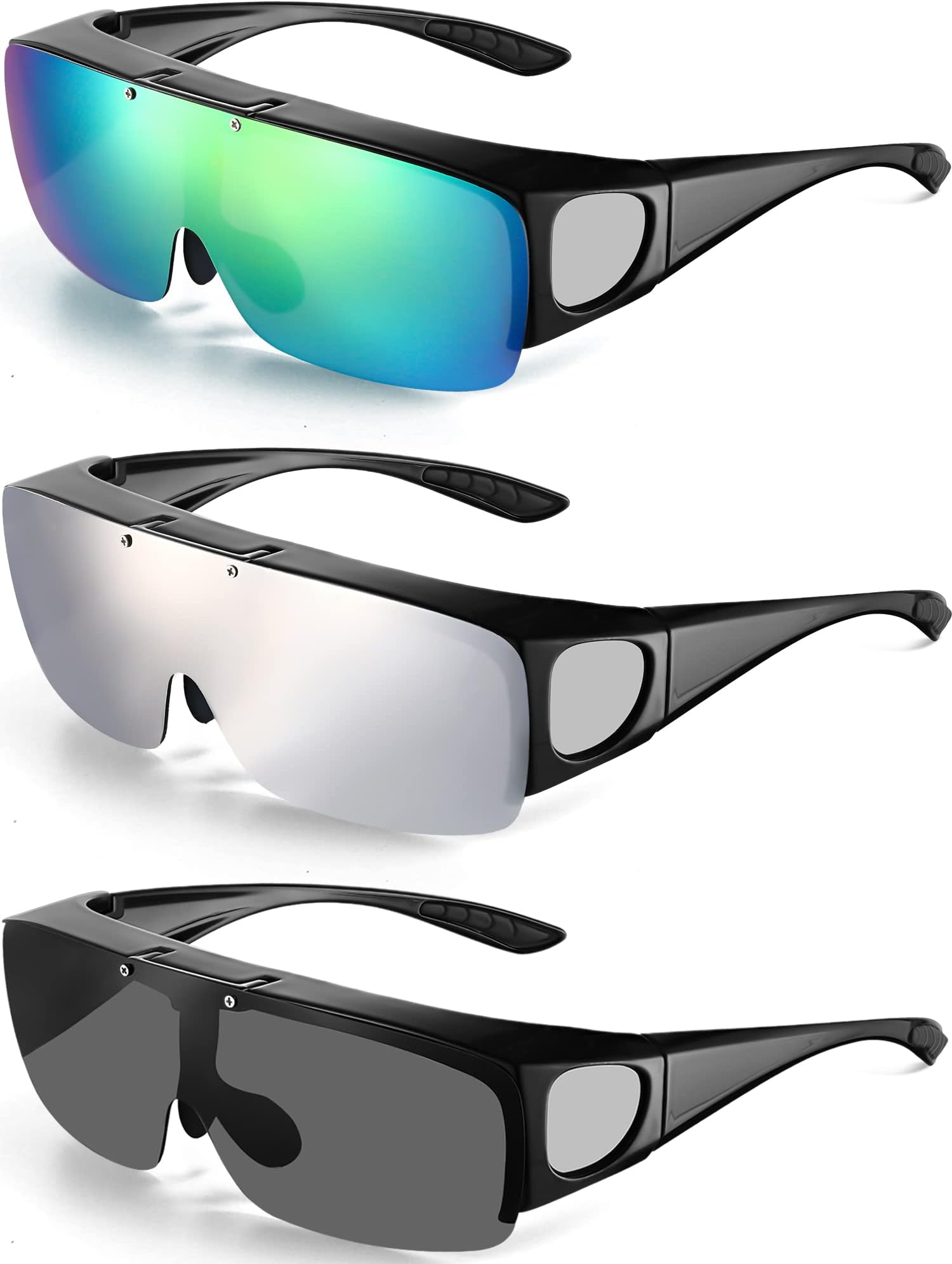 3 Pcs Flip Glasses Polarized Sports Sunglasses Cover-up Tac Sunglasses for Men Women Driving Fishing