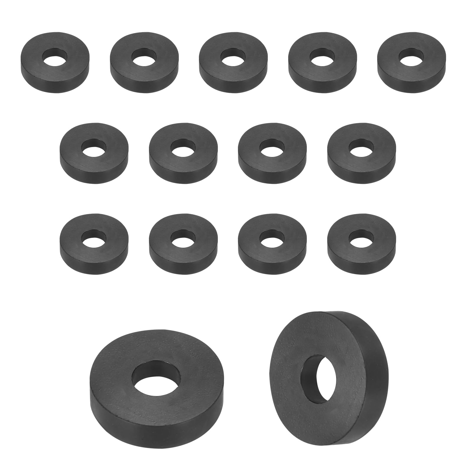sourcing map 9Pcs Rubber Spacers, 50mm OD, 10mm ID, 10mm Thick Black Round Anti Vibration Rubber Pads Isolation Bushings Washer for Home Cars Boat(1.97" OD x 0.39" ID x 0.39" Thick)