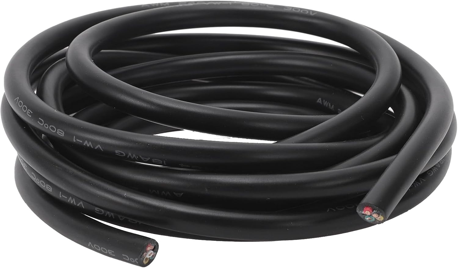 9.8FT 18 Gauge Wire 6 Conductor 18 AWG Tinned Copper PVC Stranded, Electrical Wire for LED Lighting, Outdoor Low Voltage Extension Cable, Automotive, Trailer, Black