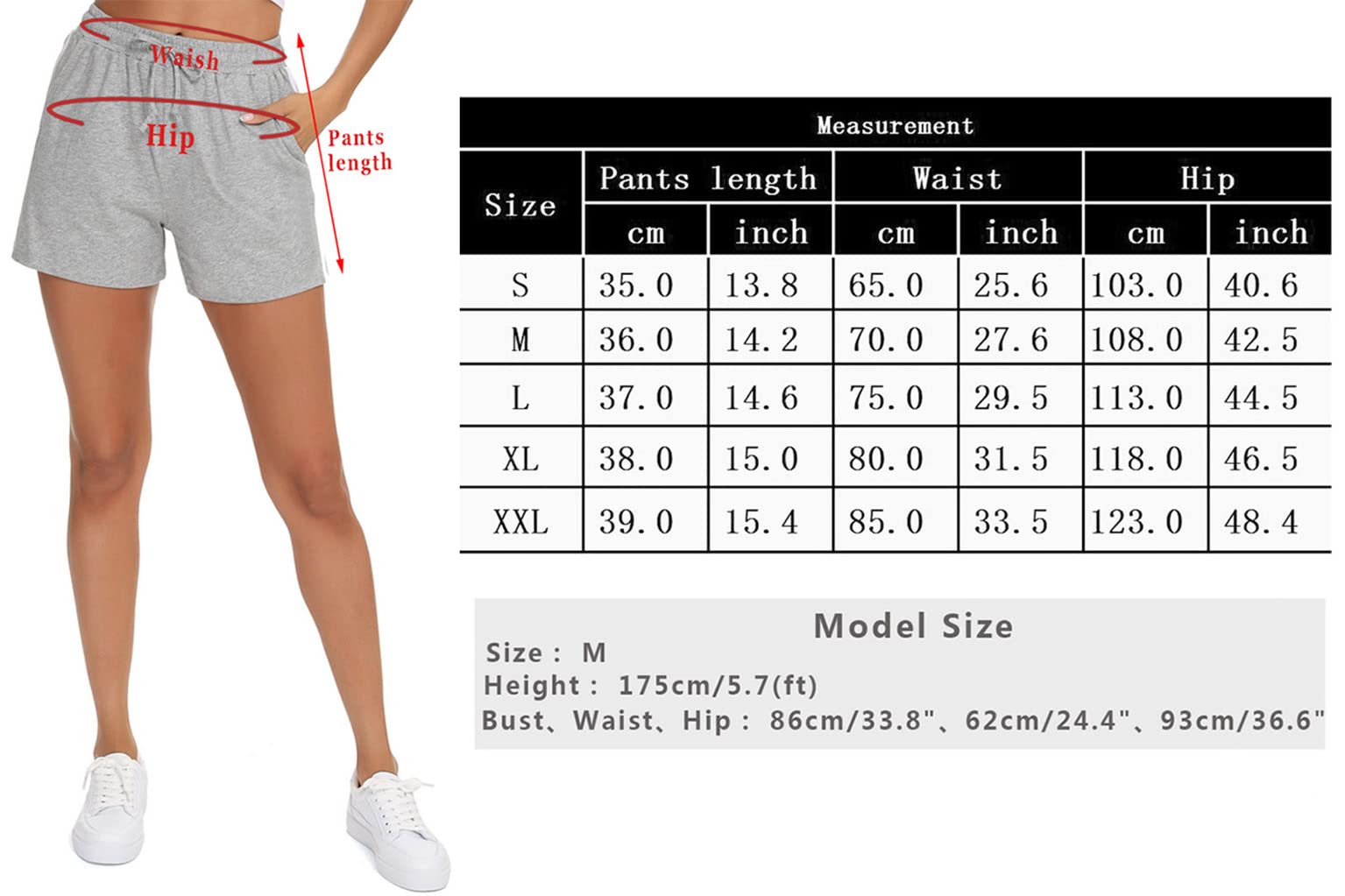 Litherday Pantaloncini Donna in Cotone con Tasche Shorts Sportivi Estivi Morbidi e Traspiranti per Jogging Yoga e Tempo Libero S-XXL