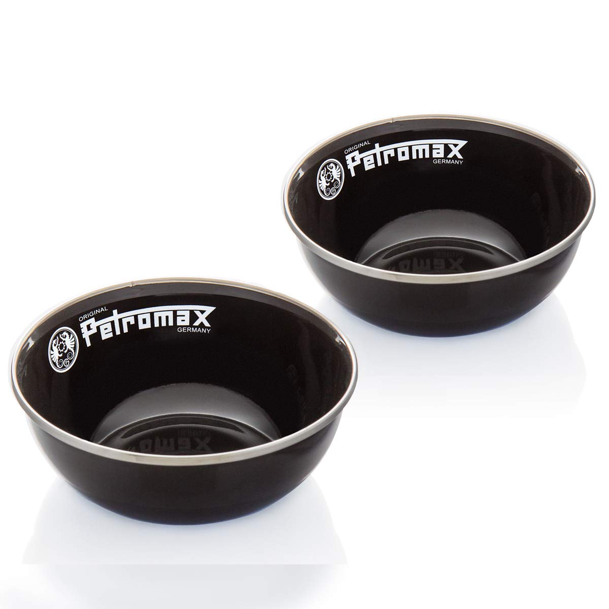 Petromax Emaille Geschirrset schwarz - 2 x Teller, 2 x Tasse, 2 x Schale