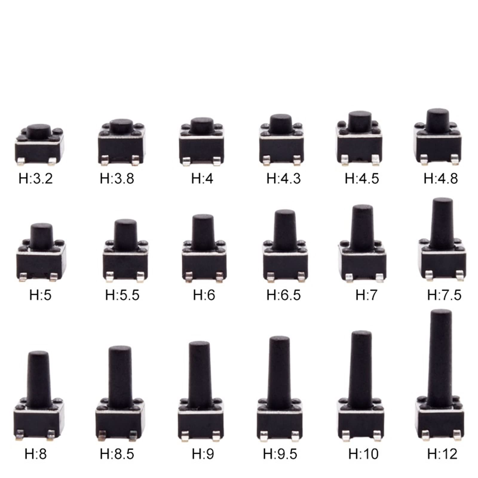 50 szt. 4,5 * 4,5 * 4/5/6/7/8/9/10/12 mm chwilowy dotykowy takt przełącznik włączany 4 piny SMD SMT mikroprzełącznik elektroniczny zestaw AMNzOgOdL (kolor: H8,5 mm 50 szt.)
