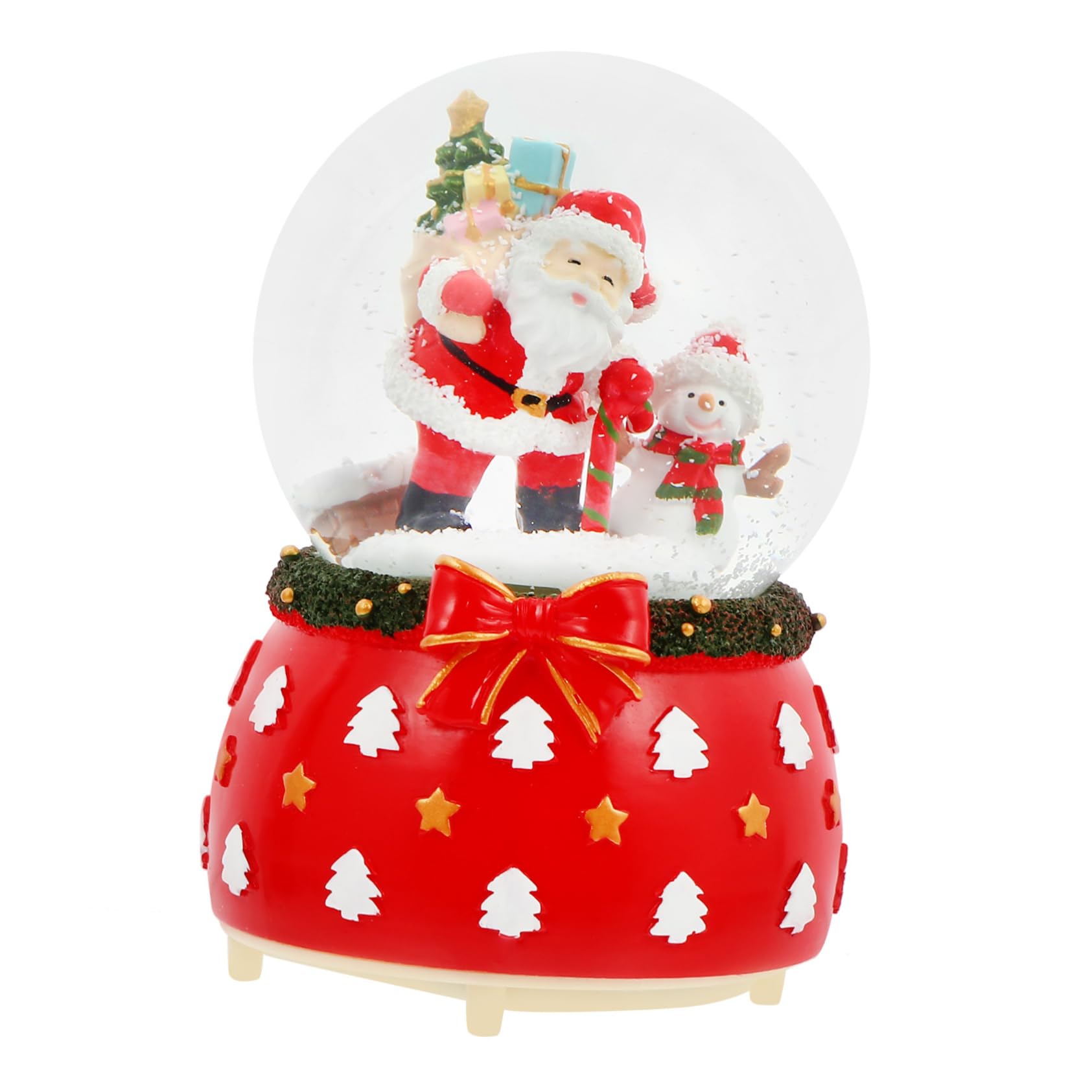 Bola de nieve de árbol de Navidad con música y cristal para decoración de mesa navideña elegante