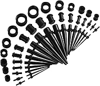 JDXN 50-Piece Ear Stretching Kit 14G-00G: Acrylic Tapers, Silicone Tunnels & Double Flare Plugs - Complete Gauges Set for Safe Ear Gauging