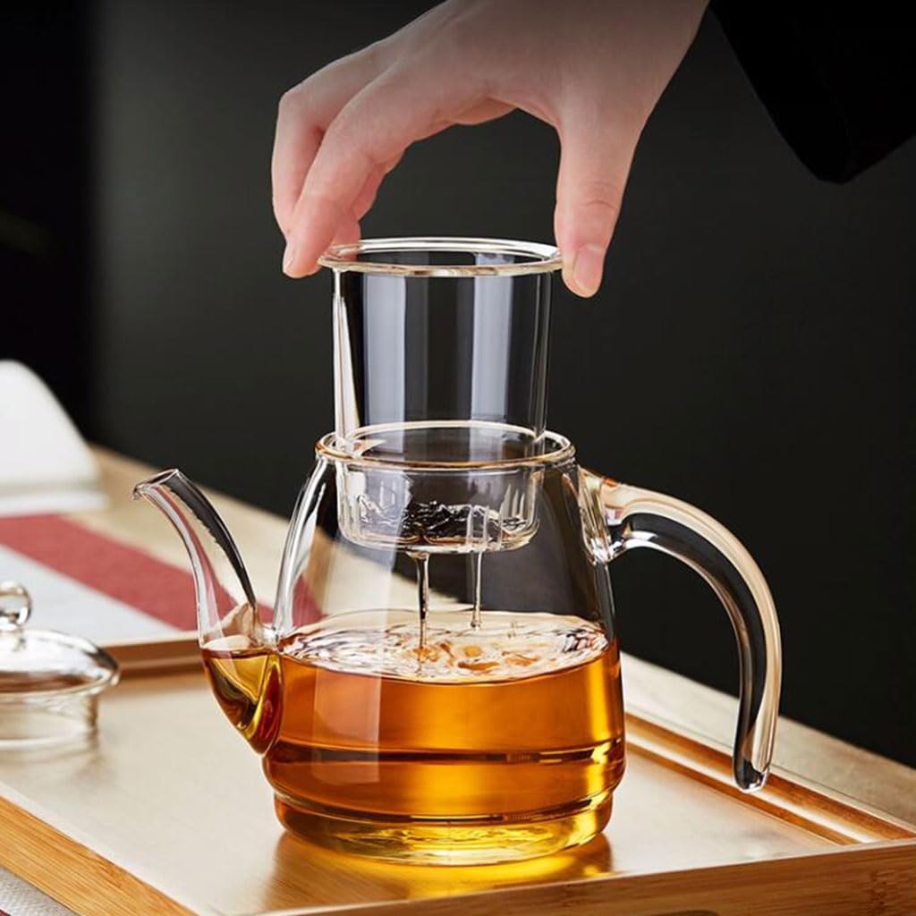 Glas-Teekanne für zu Hause mit Einsatz, Teebereiter, großes Fassungsvermögen, transparenter Obst-Teekessel, Tee-Set, 730 ml