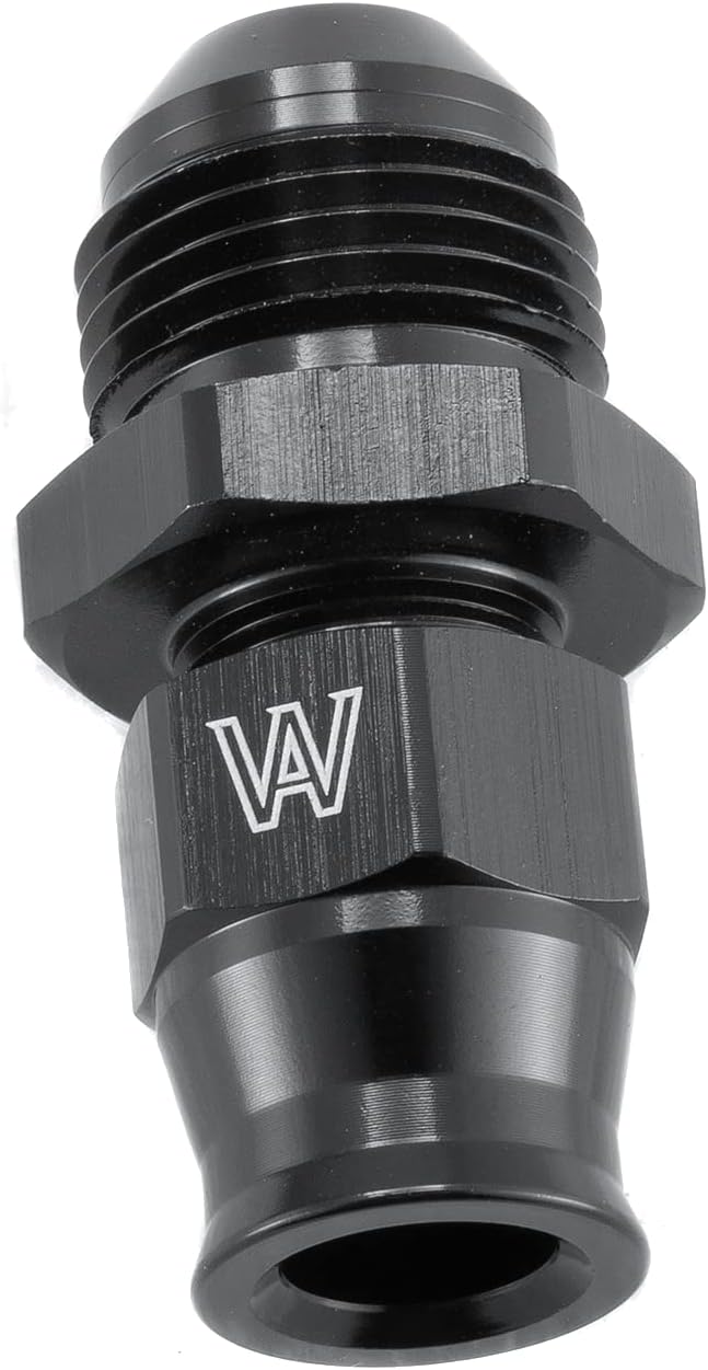8AN Male to 3/8" Hardline Fuel Tube Adapter Fitting with Brass Ferrule Compression Aluminum Black