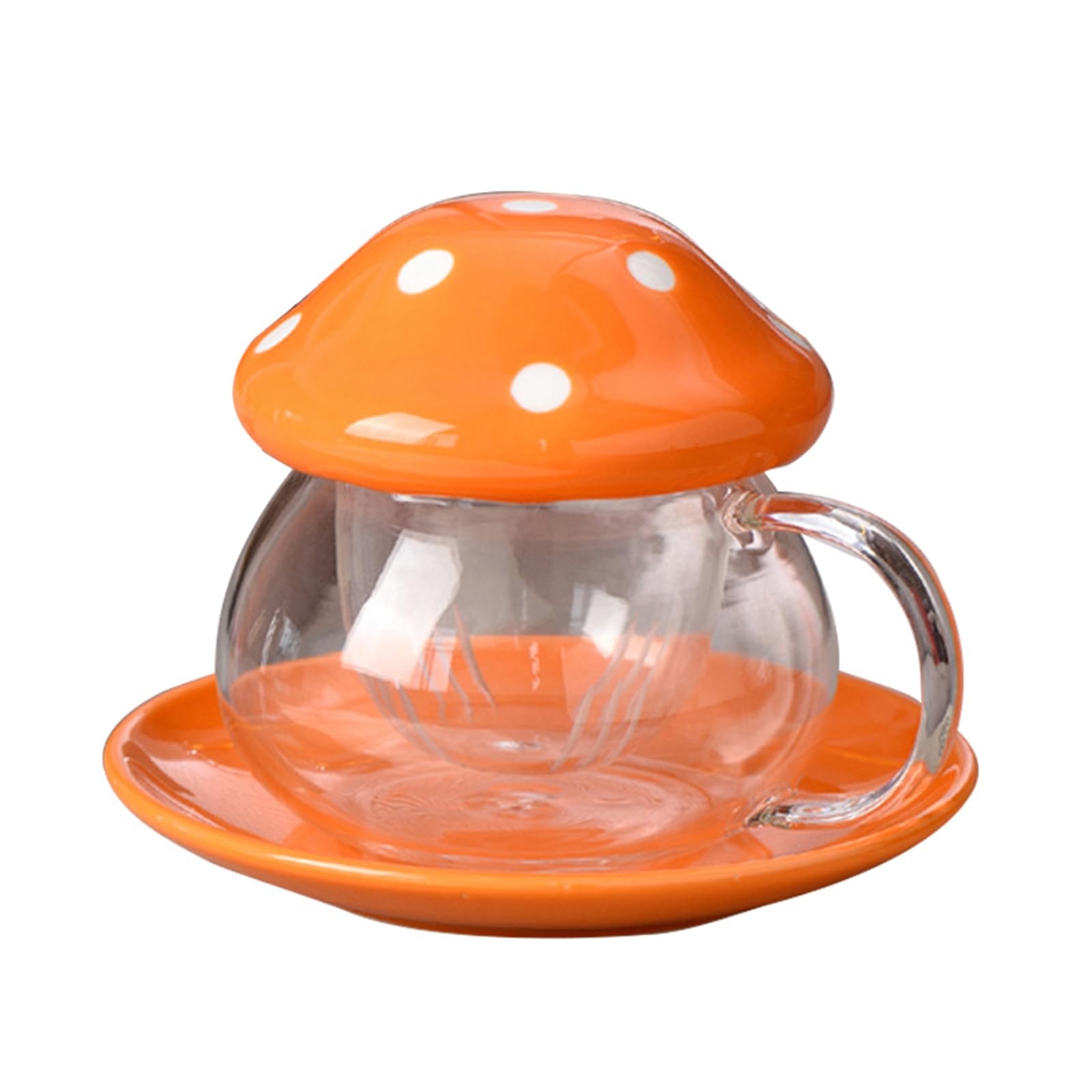 Tasse à thé en verre 290 ml avec infuseur et couvercle céramique orange
