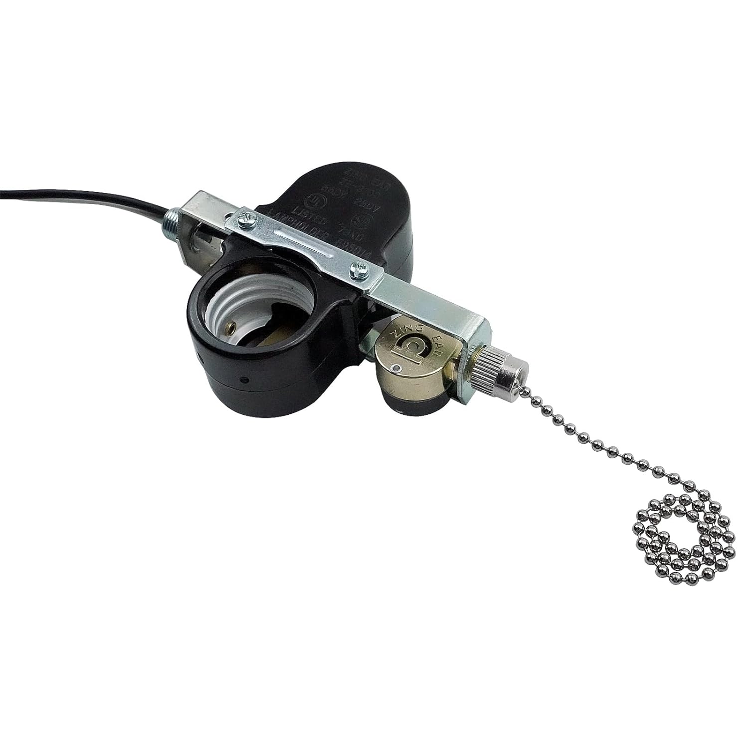 ZE-310D Ceiling Fan 2 Light Socket Switch Zing Ear ZE-109M Socket Pull Chain Switch for Ceiling Fan for Lamp Light Lamp Holder E95014