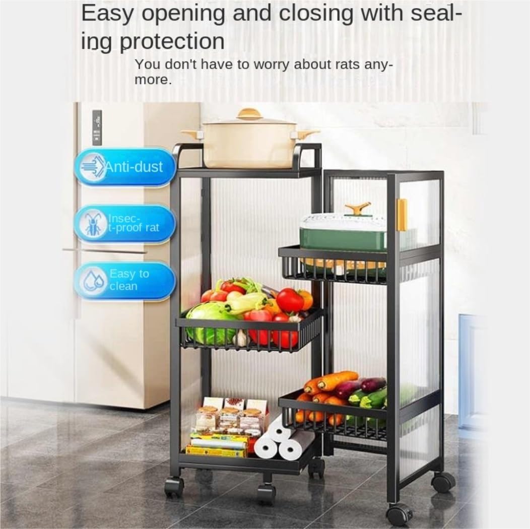 Carrelli Portaoggetti Carrello Portaoggetti da Cucina Girevole Ad Angolo con Porta dell'Armadio, Cestino per Verdure Gratuito, in Acciaio al Carbonio Cucina(White,4 Tier)