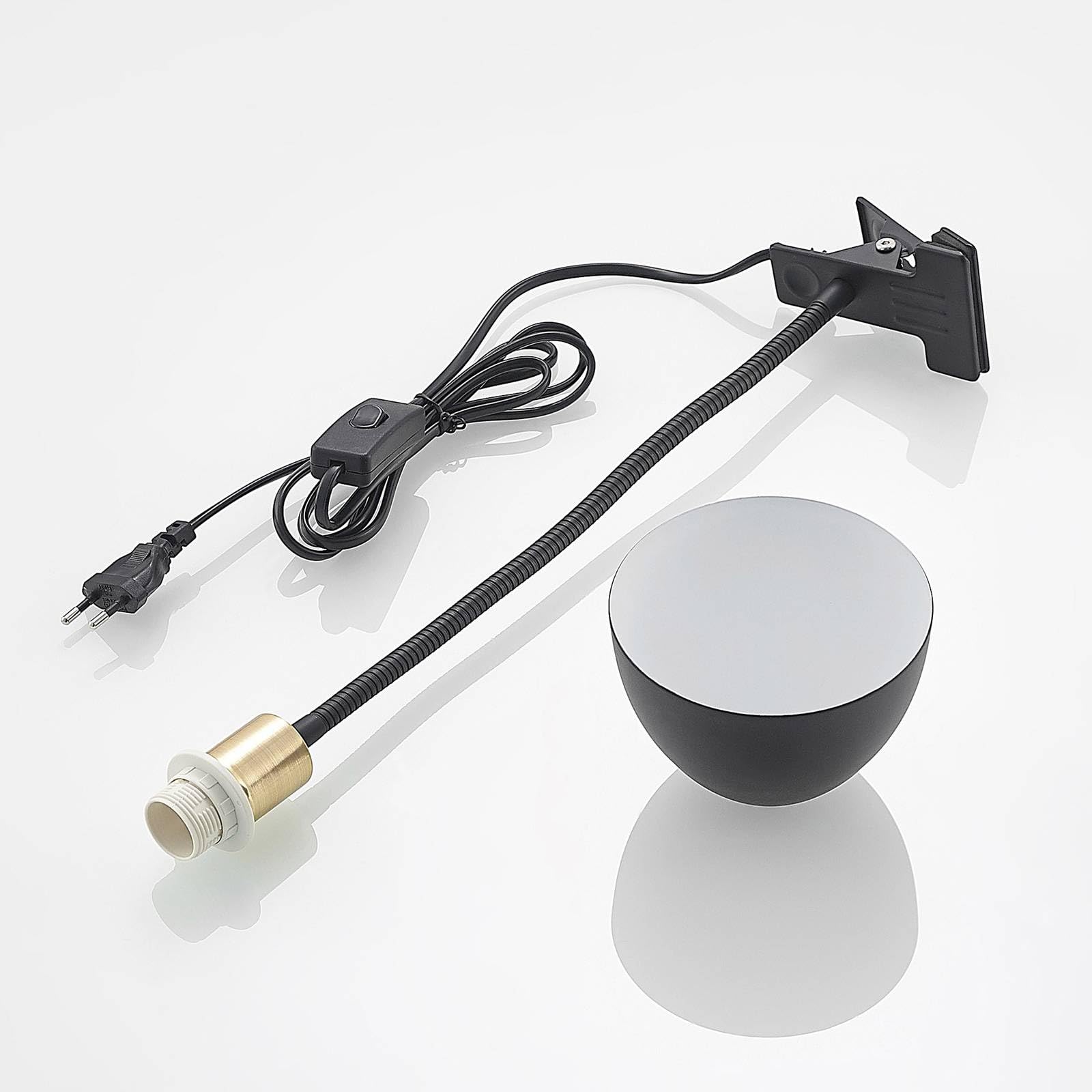 Lindby Lampe à pince Genora (Moderne) en Noir Métal e. a. pour Salon & Salle manger (1 lampe,à E14), poser lampe liseuse