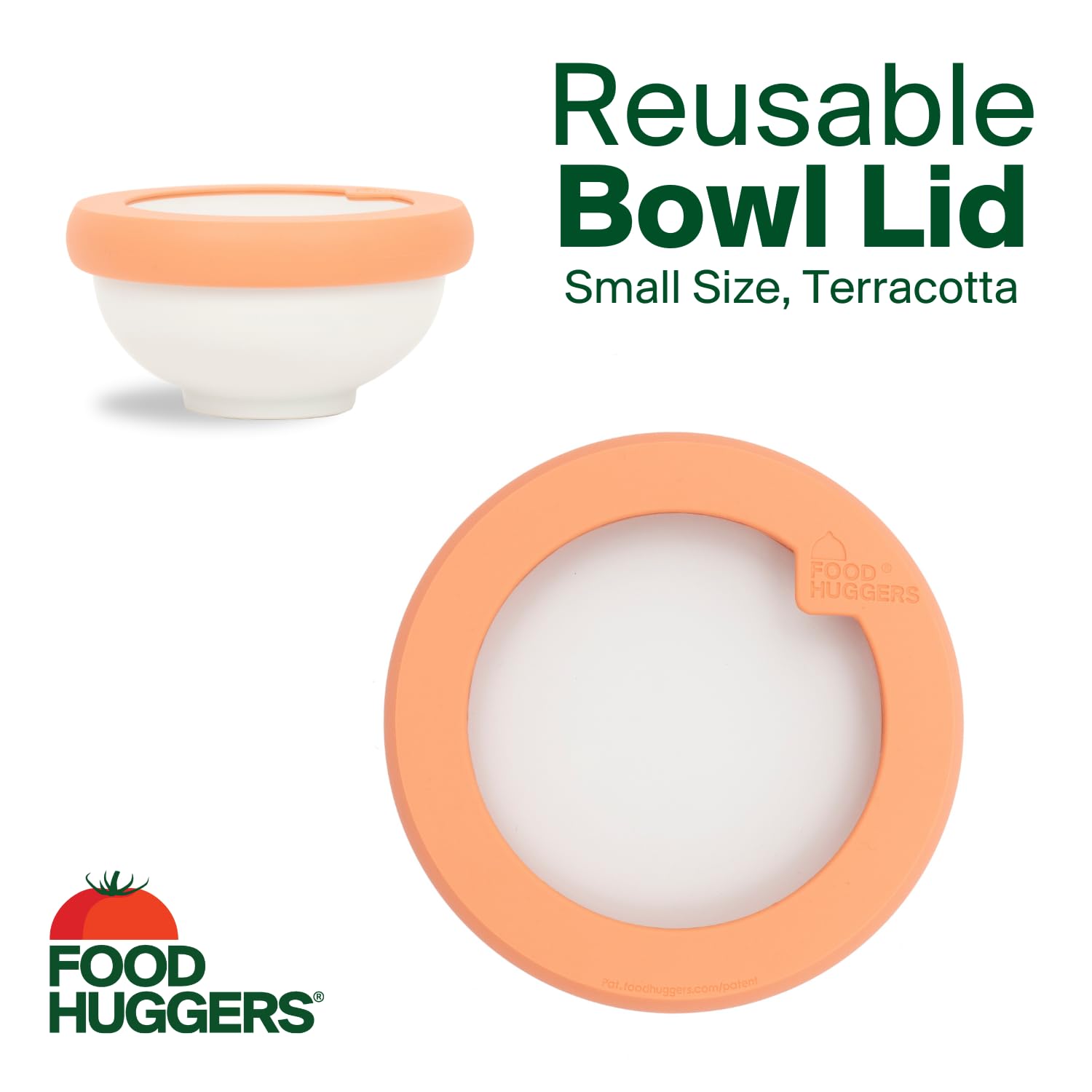 Food Huggers Replacement Lids for Glass Storage Containers | Silicone & Glass Lids that Don’t Crack | Fits Most Round Container Brands & Bowls | 100% Plastic Free (1 Lid (Small), Terracotta)