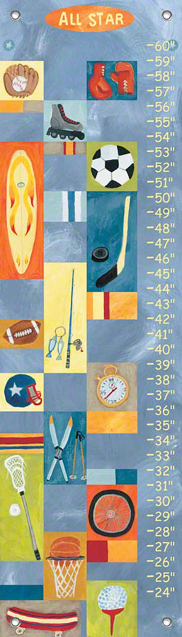 Oopsy Daisy All Star Boy Growth Chart by Donna Ingemanson 12 by 42-Inch
