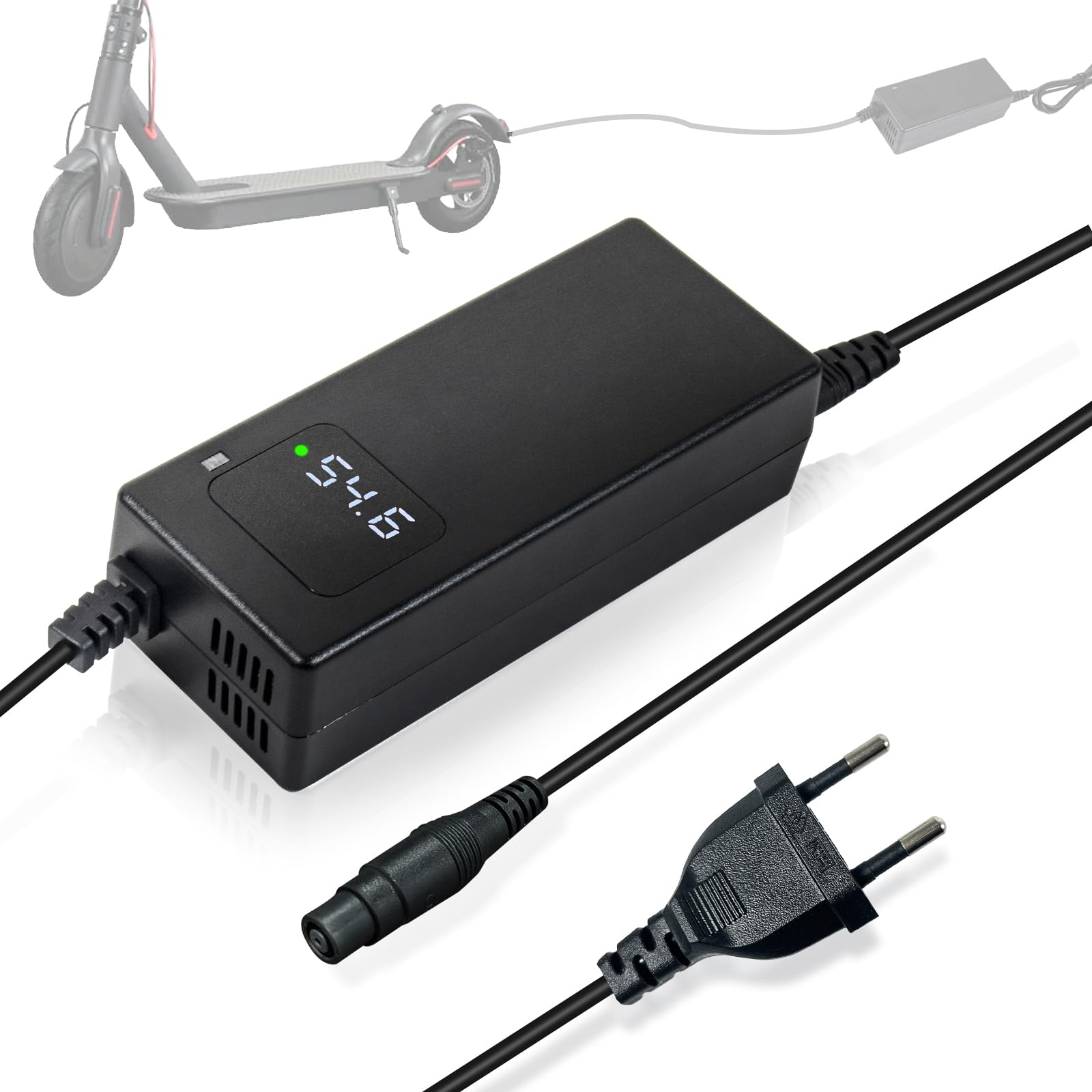 E Scooter kabel do ładowania do Xiaomi 4 Pro Max, 4 Pro Plus, 5 max,E Scooter kabel do ładowania 54,6 V 2 A do Ninebot ZT3 Pro, F3 D, F3 PR0 D 48 V akumulator litowy, szybkie ładowanie z wyświetlaczem