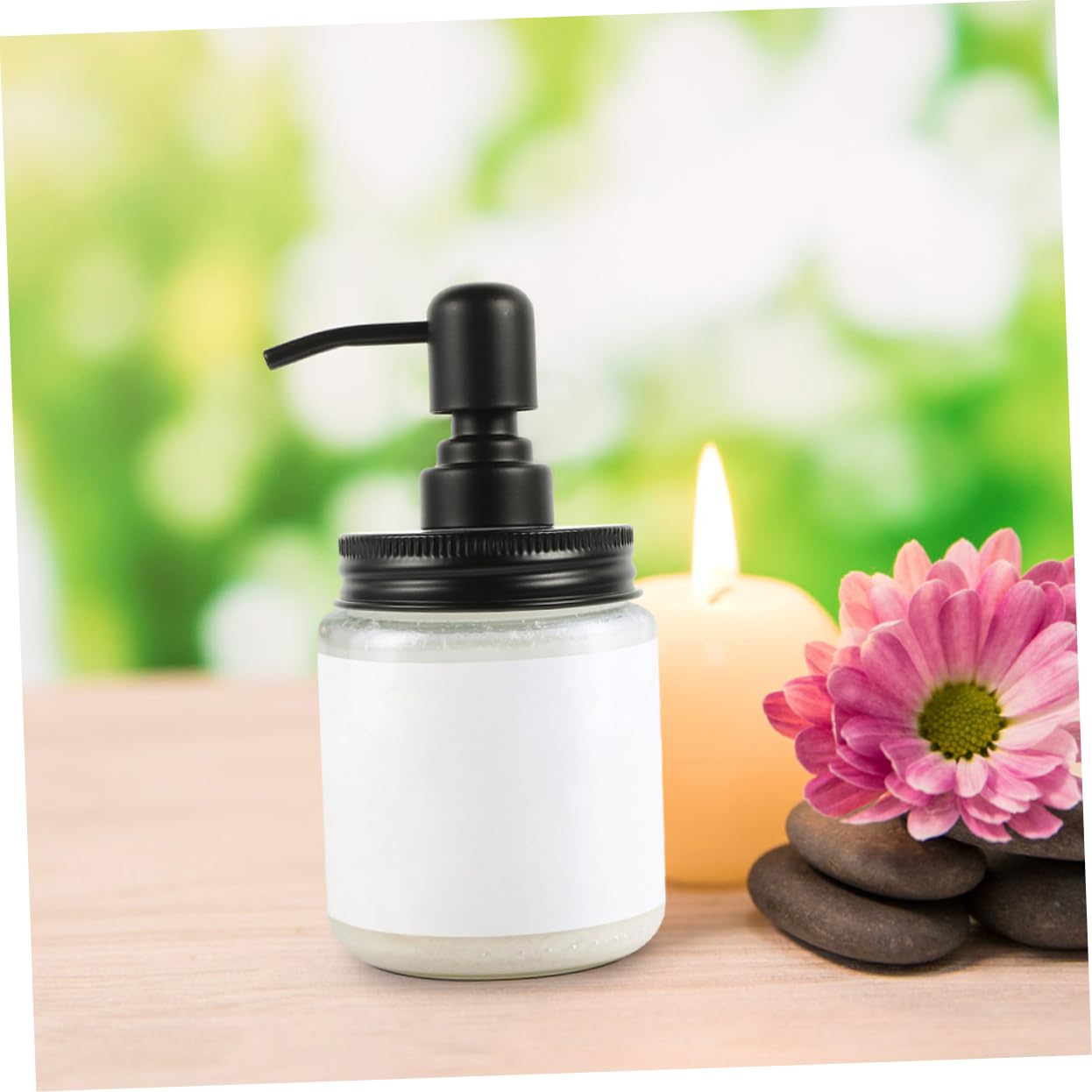 Cabilock 4 Tapas Dispensadoras de Bomba para Frascos Mason, Acero Inoxidable, para Jabón Líquido y Loción, Control de Dosis, Estilo Rústico, Adecuado para Baño y Cocina