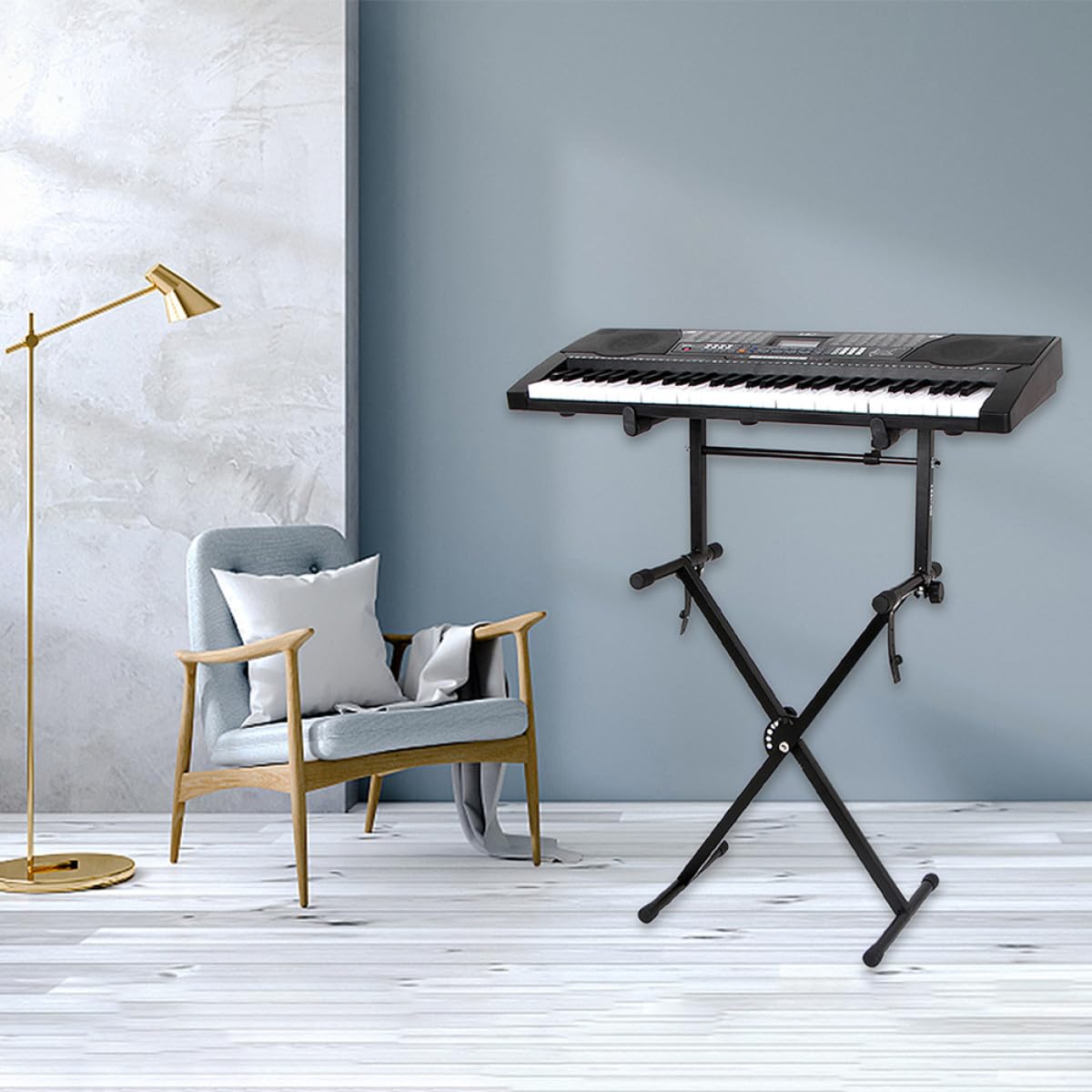 BETOOKY Supporto Tastiera Musicale in Ferro Nero, 2 Set Pieghevole | Pianoforte Elettronico e Keyboard, Uso Domestico, Alta Capacità di Carico, Doppio Supporto Non Incluso