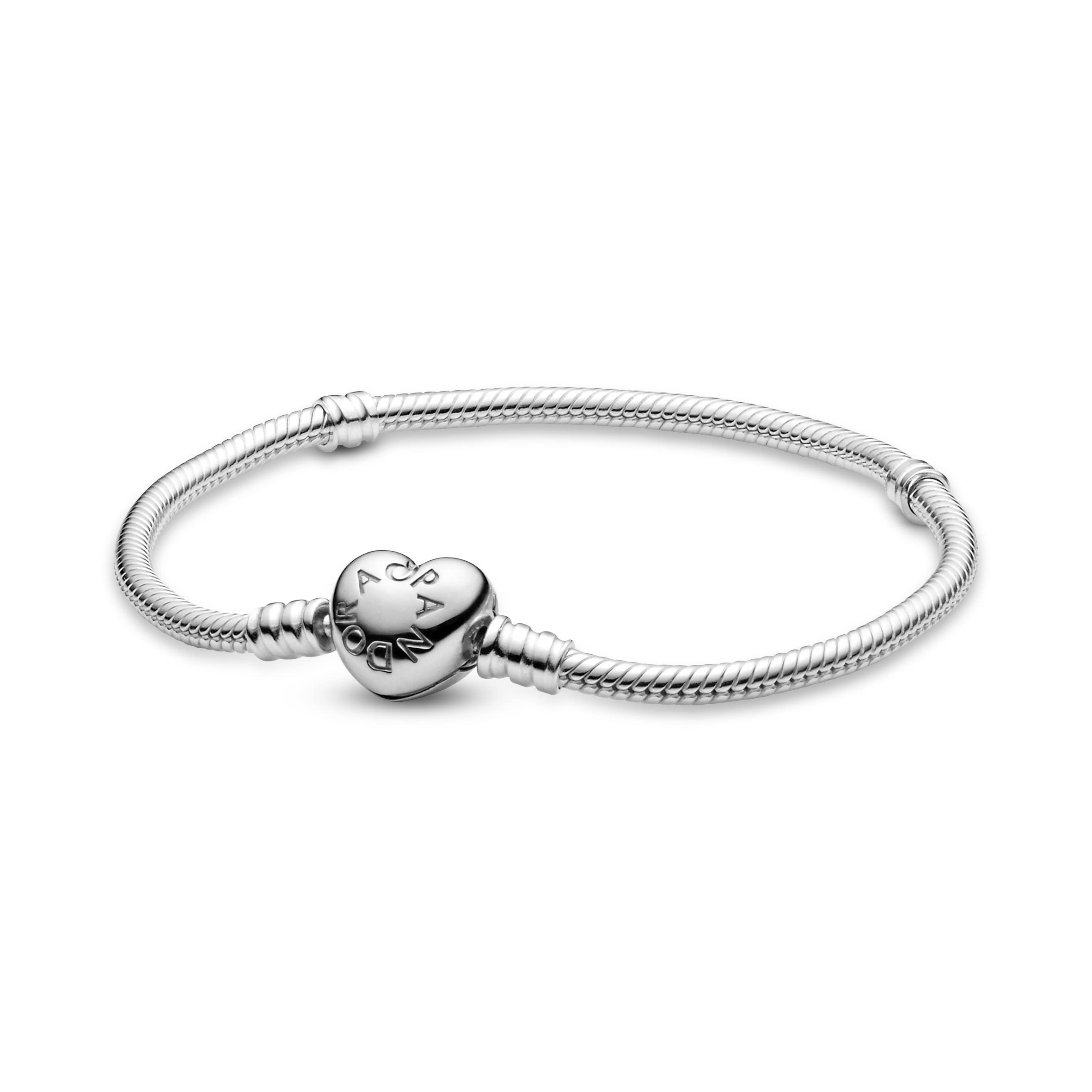 PANDORA Icons Bracciale in argento con chiusura a forma di cuore, 23