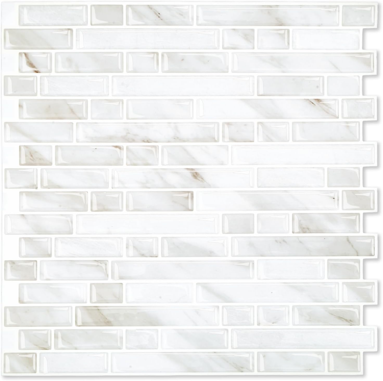 Yipscazo 10-Sheets Peel and Stick Backsplash for Kitchen Slate White Stick on Backsplash for Bathroom Self-Adhesive Wall Tiles for RV, Laundry Room(12"X12")