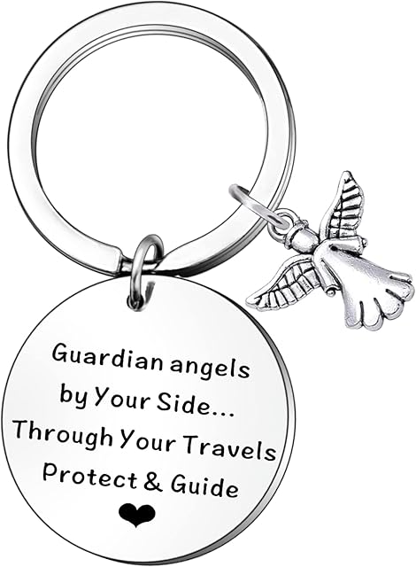 JETTOP Drive Safe Gifts for Women Men Travel Safe Gifts Keyring Guardian Angels by Your Side Through Your Travels Protect & Guide