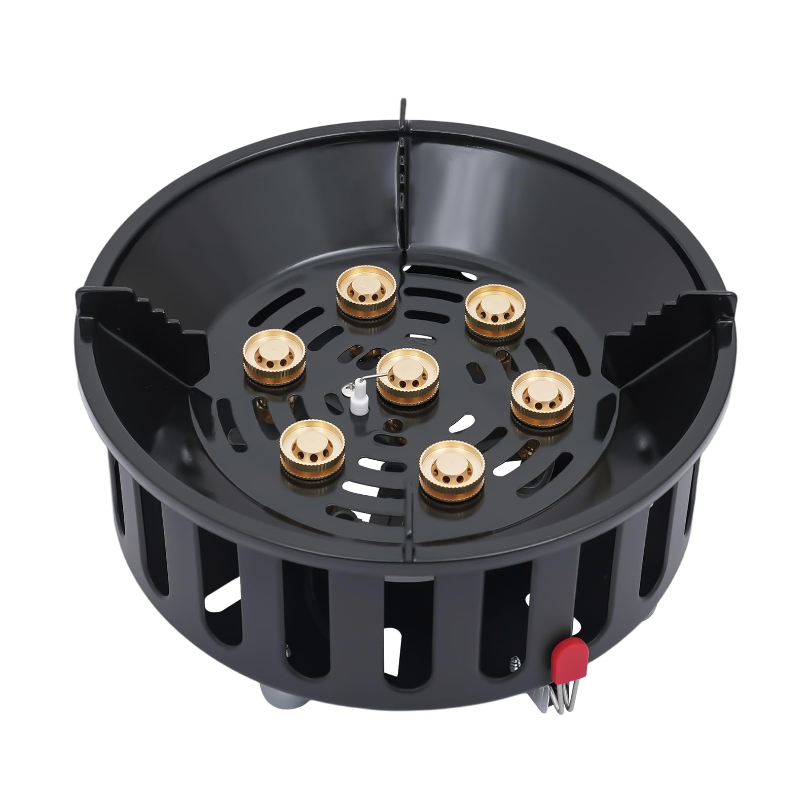 Hornillo de gas portátil de 21000 W, estufa de gas ajustable con 7 cabezales de quemador y 3 adaptadores para senderismo, trekking, pícnic, cocina al aire libre