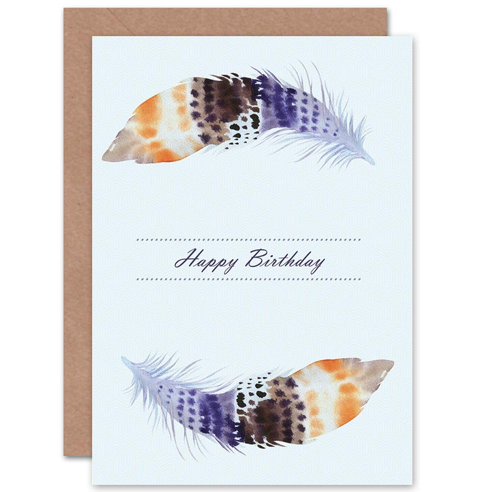 Wee Blue Coo CARD BIRTHDAY HAPPY FEATHER THEME GIFT
