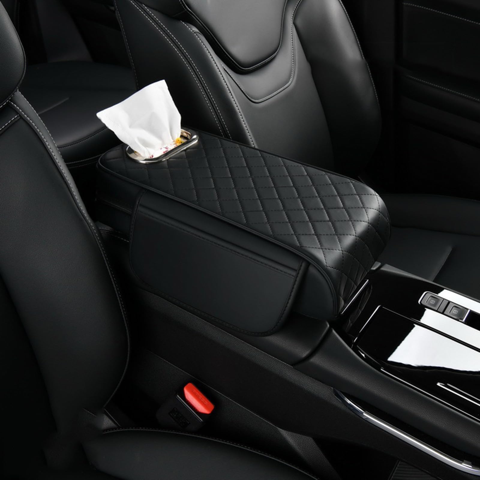 Car Armrest Cushion Pad for VW Tiguan Touareg Arteon T Roc ID.3 ID.4 ID. Buzz, Soft PU Leather Armrest Cover, Anti-Scratch and Wear-Resistant Relieves Elbow Pressure for Comfortable Driving