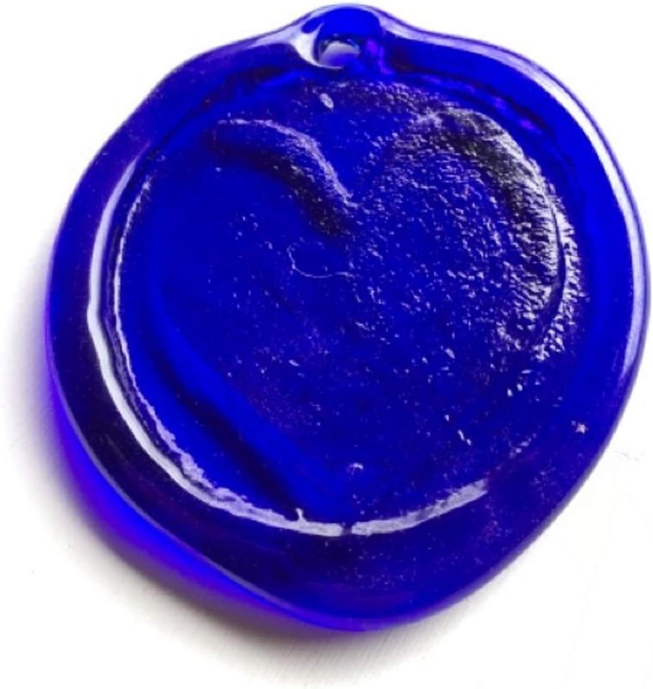 Beautiful Recycled Stamped Glass SunCatcher Heart in Cobalt Blue Hand Made in The USA