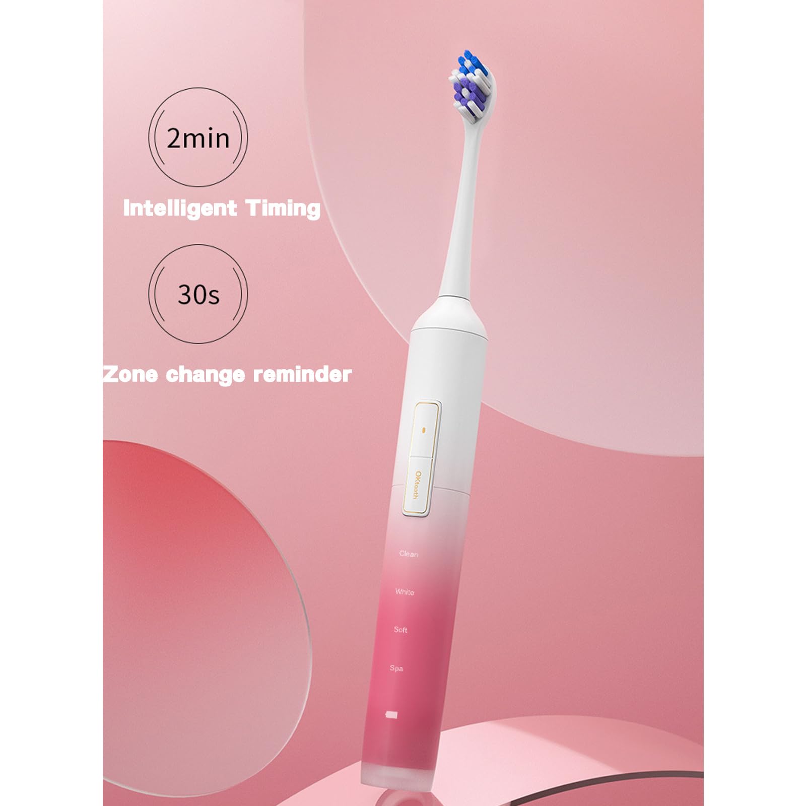 Spazzolino Elettrico Sonico,Cepillo de Dientes Eléctrico,Include 4 Testine,4 Modalità,Timer da 2 Minuti, Ricarica Rapida da 4 Ore,Durata di Circa 180 Giorni,Type-C