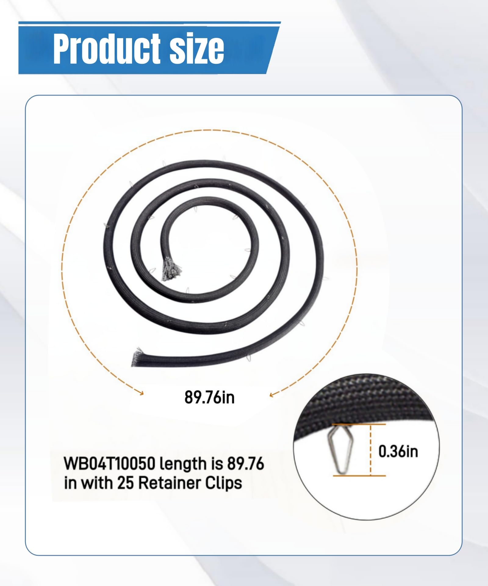 WB04T10050 - Junta de puerta de horno con clips compatible con la mayoría de hornos de gama GE, sello de puerta de rango reemplaza 1166413 AP3860395 PS1019820 EAP1019820 AH1019820 ETC.